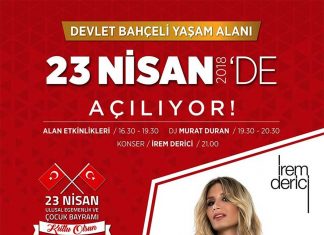 Devlet Bahçeli Yaşam Alanı, 23 Nisan 2018 Pazartesi günü saat 16.30’da gerçekleştirilecek olan açılış töreniyle hizmete girecek. Açılışın ardından saat 21.00’de sahne alacak olan ünlü sanatçı İrem Derici, organizasyona katılanlara unutulmaz bir akşam yaşatacak.