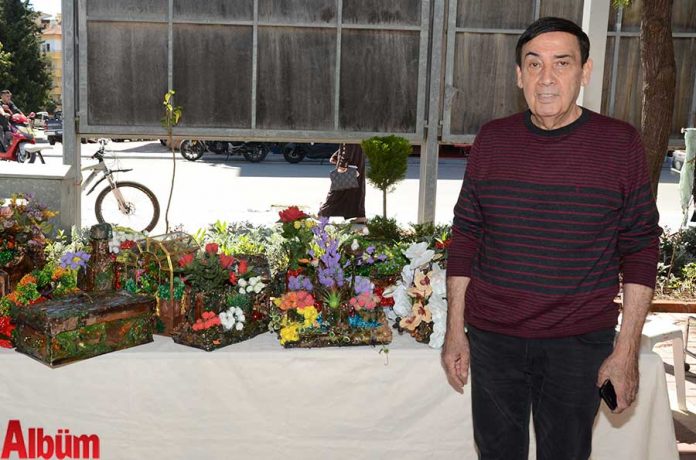 İsmail Haboğlu, çiçek tanzimlerini ÇYDD Bahar Kermesi'nde dernek yararına satışa sundu