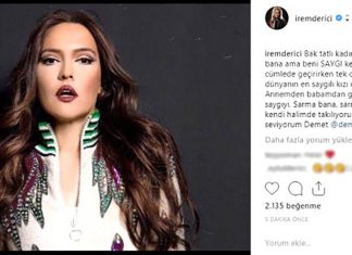 Şarkıcı Demet Akalın, katıldığı magazin programında İrem Derici'nin haberini görünce "Bu kız hakkında konuşmak istemiyorum, sevmiyorum çok saygısız biri." dedi. Akalın'a Instagram'dan cevap veren İrem ise "Sarma bana, sarmayın bana" dedi.